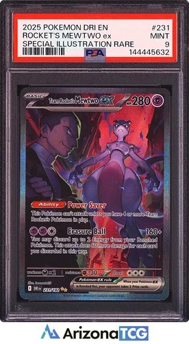 Pokemon 2025 Team Rocket's Mewtwo ex 231/182 SIR Destined Rivals PSA 9