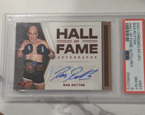 Panini 2021 Chronicles UFC Hall of Fame Autographs Red Bas Rutten #HF-BRT PSA 8
