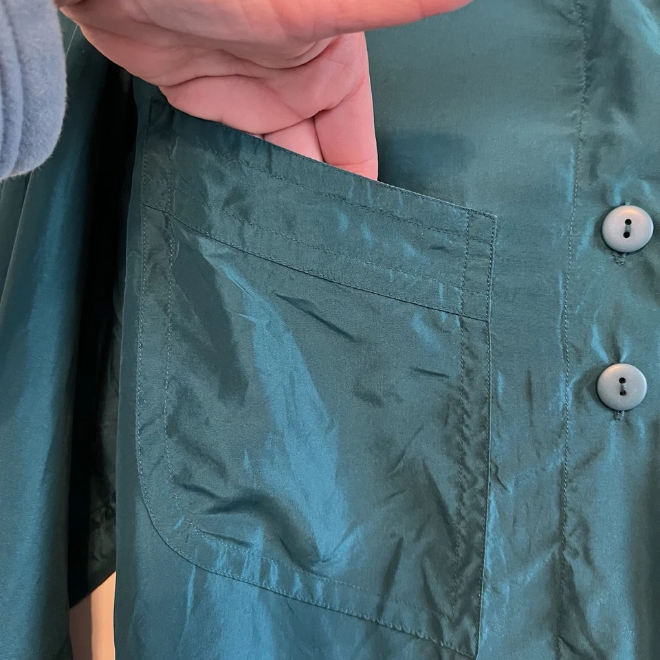 De Colección The Limited Gran Tamaño 100% Seda Verde Esmeralda Bosque Otoño Ropa de Trabajo Carrera M Foto 4 de 4