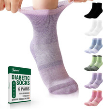 Bamboo Viscose Diabetic Socks - 6 Pairs Non-Bind, Reinforced Toe