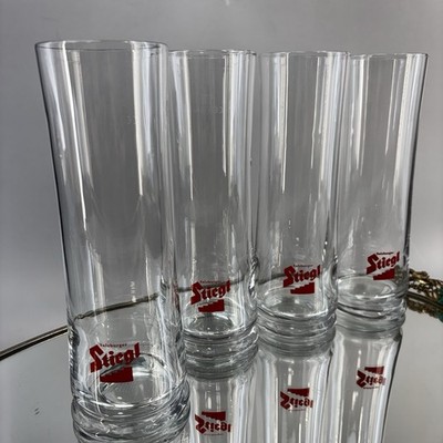 ONE Large Stiegl Beer Glass .5l Heavy Base Red Logo Promo Advertising Austria