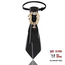 Rhinestone Ties for Women Pre Tied Womens Tie for Business Party Black