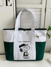 Starbucks x Peanuts Snoopy Green Canvas Tote Bag Overseas Limited Edition NWT