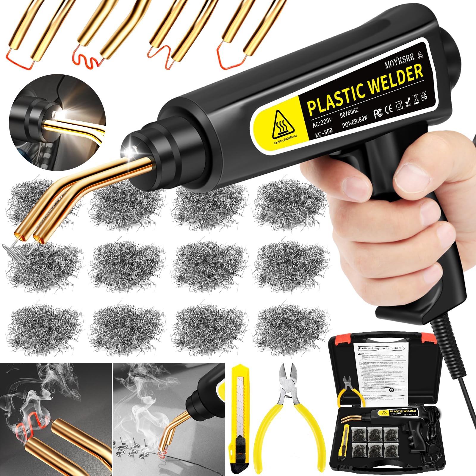 Saldatrice Plastica MOYKSRR 80W: Ripara Tutto in 3 Secondi! 800 Graffette