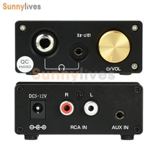 Headphone Amplifier Desktop Stereo RCA Audio Amplifier for 3.5/6.35mm Headphones