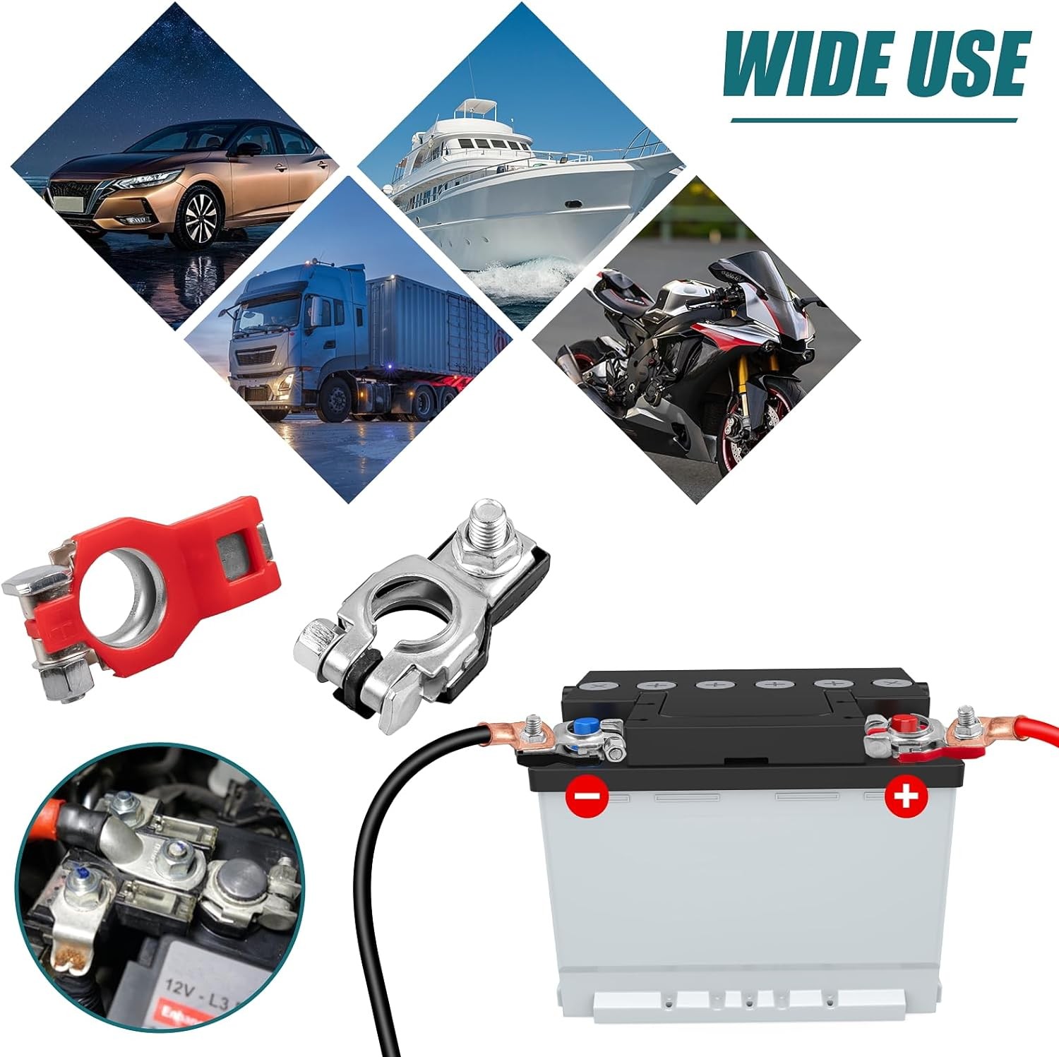 Battery Terminal Connector Top Post Positive Negative Heavy Duty Universal lot