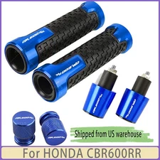 3 PCS Blue For HONDA CBR600RR Motorcycle Handlebar Grips Bar End Cap Tire Valve