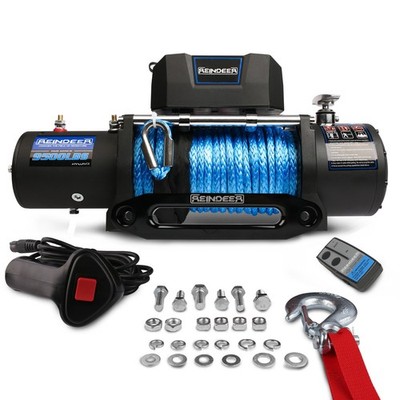 9500LBS Electric Winch 12V Synthetic Rope Towing Truck Off-Road 4WD 4X4 Car