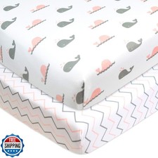 TL Care 2 Pack 100 Natural Cotton Fitted Mini Crib Sheets 38" x 24" - Soft a