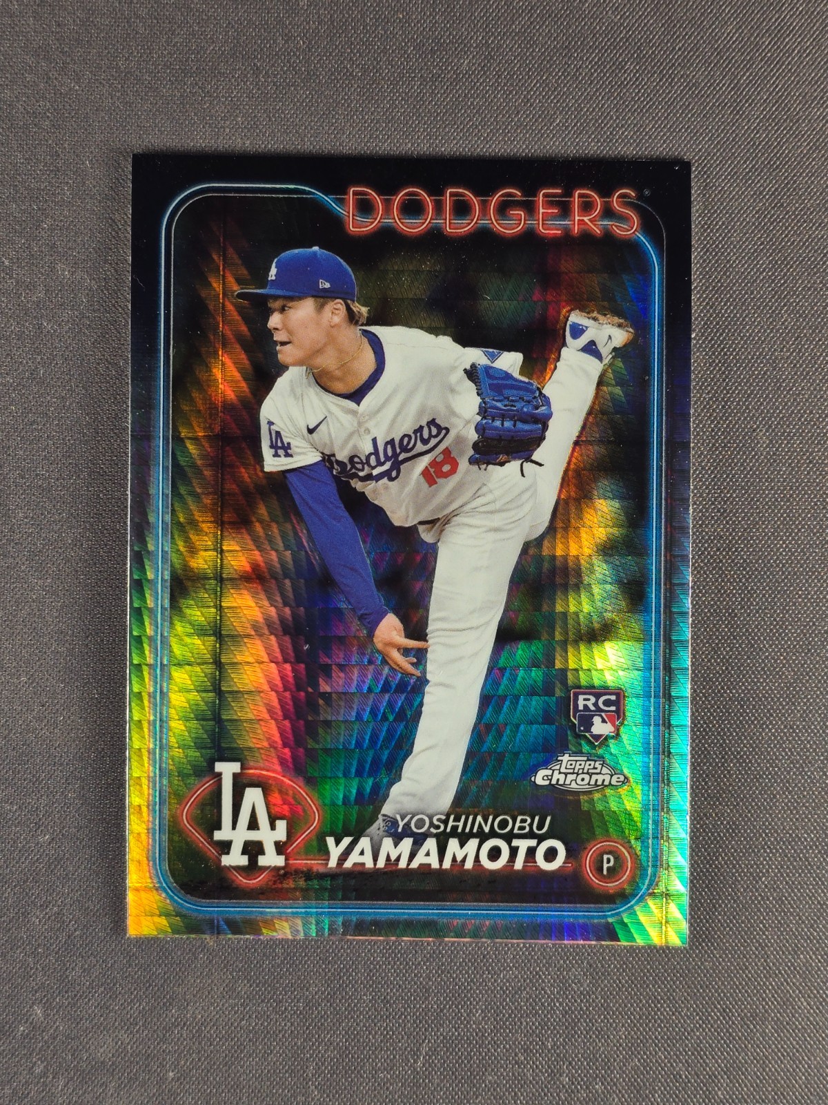 2024 Topps Chrome #18 Yoshinobu Yamamoto Prism Refractor Rookie Card RC