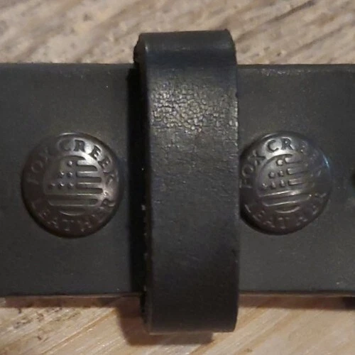 Cinturón vaquero negro vintage FOX CREEK cuero MOTOCICLETA 38 Foto 3 de 4