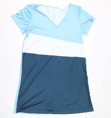 no brand Damen Tunika Bluse blau gestreift Polyestermischung Größe L V-Ausschnitt