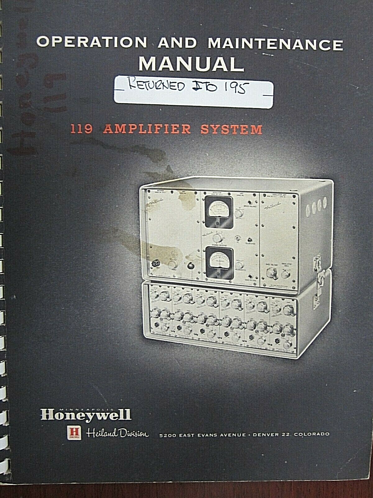 Honeywell Model 119 Amplifier System Operation And Maintenance Manual