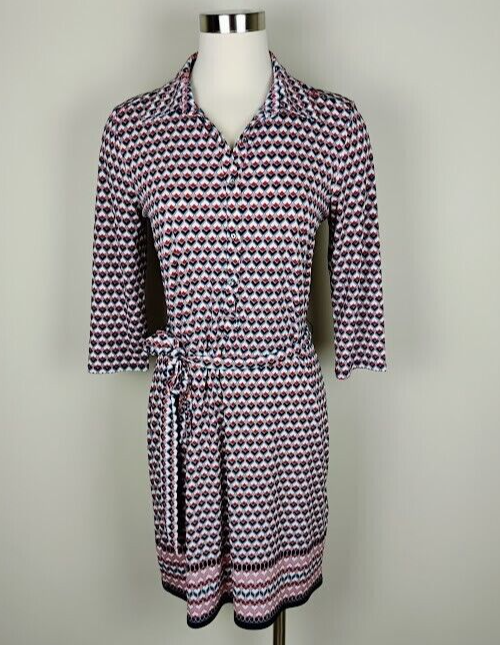 Max Studio Fit & Flare Shirtdress Size S Button Front Belted Knee Length Office