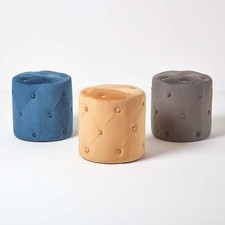 Luxury Footstool Upholstered Buttoned Velvet Pouffe 40 cm Tall