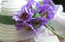 Vintage SILK WILD ROSE FLOWER Millinery PURPLE PASSION Bunch 6 Doll Hat Craft