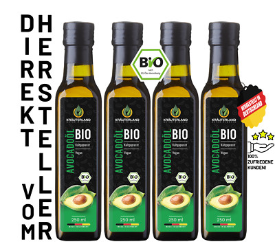 KRÄUTERLAND Bio Avocadoöl 1L, vegan frisch kaltgepresst, Salate, Fleisch, Gemüse