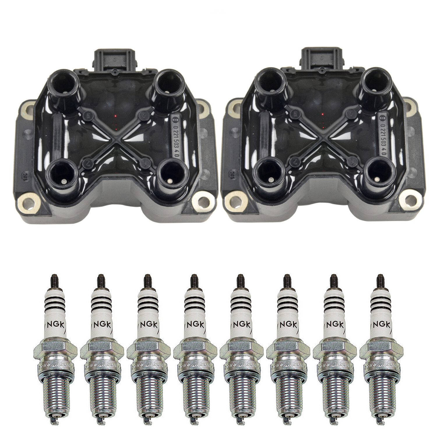 Bosch 2 Ignition Coil NGK 8 Iridium IX Spark Plug Kit For Range Rover 328 GTB V8