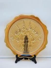 JEANETTE GLASS IRIS AND HERRINGBONE IRIDESCENT CAKE PLATE 12"
