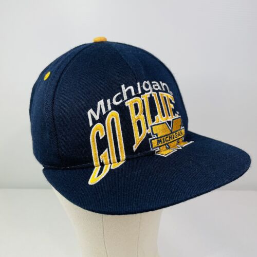 Michigan Wolverines Blues Vintage Snapback 90’s Rare College Football NCAA D1 - Foto 1 di 8