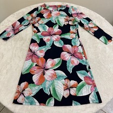 Women’s Navy Blue STRETCH Floral FIT & FLARE DRESS Size 6