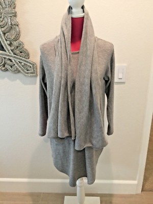 DRIFTER COZY CONVERTIBLE GRAY SOFT TOP SWEATER SCARF SHAWL JACKET SIZE XS 