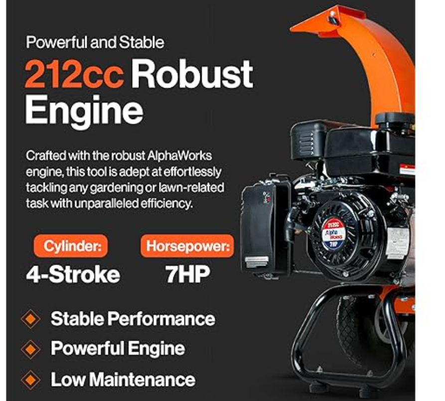 SuperHandy Mini Wood Chipper Shredder Mulcher Heavy Duty 7HP Compact