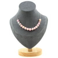 Mineralien Und Edelsteine. Halskette Mit 15 Perlen Rosenopal 8 Mm. Kette Aus Ac