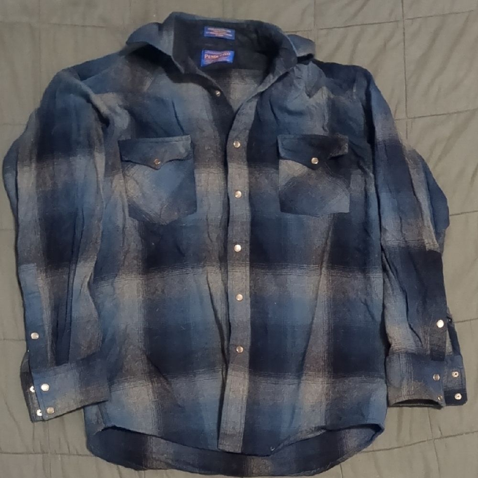 Pendleton Blue Wool Casual Button Down Shirt - image 1