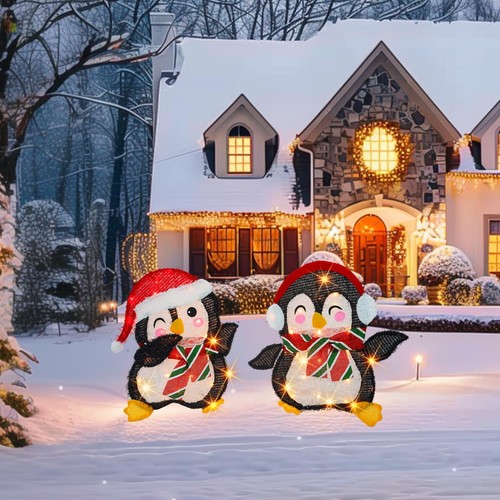 Schillernde helle Weihnachten Außendekoration Hof, 2D Pre-Lit beleuchtet Weihnachten Fe... - Bild 5 von 7