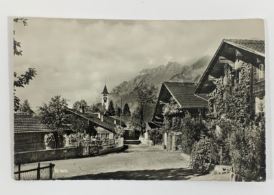 RPPC Brienz Switzerland Real Photo Postcard Village Mountains Panorama Unposted