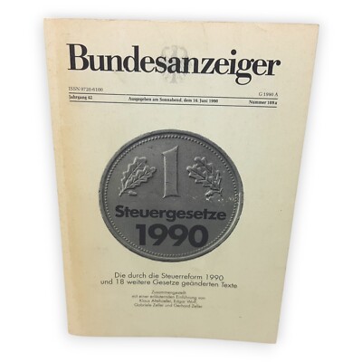 Bundesanzeiger Steuergesetze 1990 Steuerreform 18 weitere Gesetze Texte BRD Buch