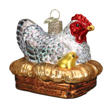 Old World Christmas Hen On Nest Ornament w