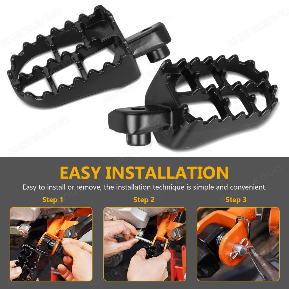 2X Foot Pegs Pedal Pad Wide Fat Footrest For Kawasaki KX250 KLX110 KX80 KDX200 - Image 2 of 4