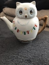 Vintage 1960s Lucky Owl Teapot Kitsch Kawaii Ornament Chinese