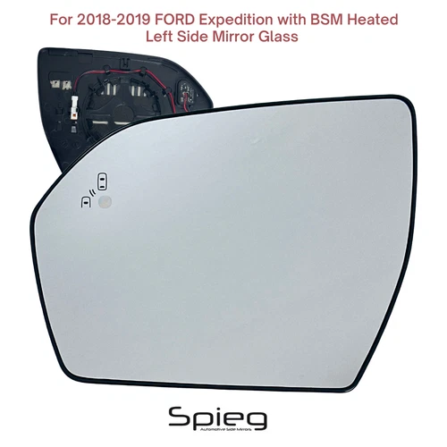 Side Mirror Glass 2018-2019 FORD Expedition with BSM Heated Left Driver Side