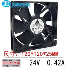 Delta AFB1224SH 12025 DC24V 0.42A 12CM 3-Wire Mute Inverter Cooling Fan