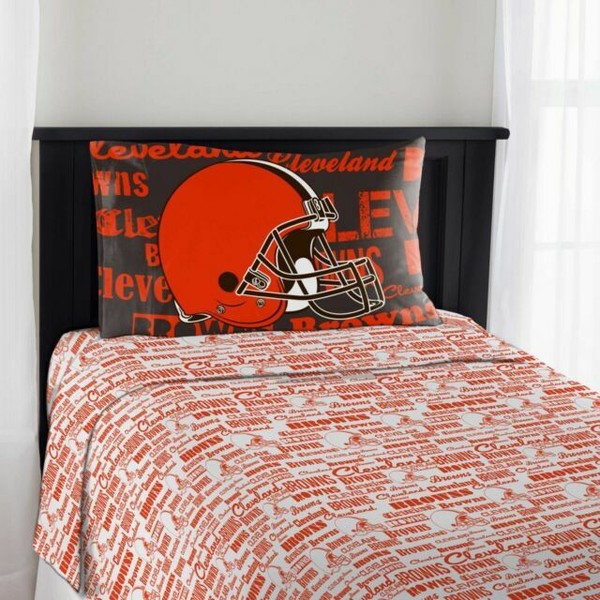 Cleveland Browns Sheet Set NFL Twin Bed Fitted Flat Sheets Boys Team