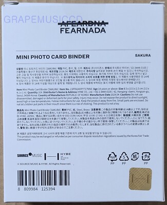 LE SSERAFIM - FEARNADA 2024 S/S LE SSERAFIM TOUR OFFICIAL MD MINI PHOTO CARD BINDER CHAEWON LE SSERAFIM - FEARNADA 2024 S/S LE SSERAFIM TOUR OFFICIAL MD MINI PHOTO CARD BINDER CHAEWON