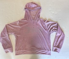 Juicy Couture Y2K Velour Hoodie Rhinestone Pink Size Large