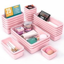 25 PCS Drawer Organizer Set, 4 Size Makeup Divider 25Pack, Pink