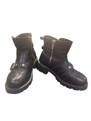 XELEMENT wms black leather moto biker ankle boots sz 6.5M SKU 9877