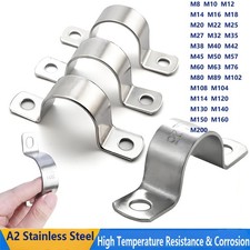 304 Stainless Steel Tube Clip Plumbing Pipe Saddle U Strap Clamp Bracket M8-M200