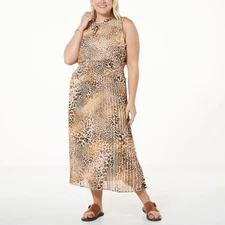 Antthony Original Smocked Waist Midi Dress Size 1X Cheetah NEW