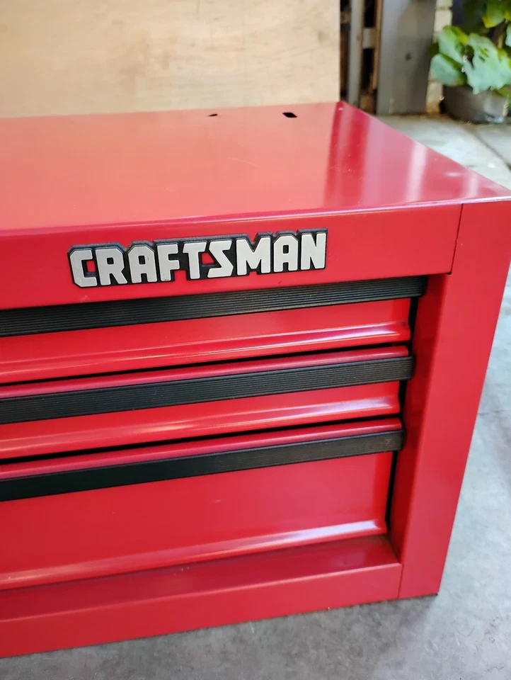 Vintage Craftsman 3 Drawer 12" Middle Tool Box Mid Intermediate Chest Red USA - Image 4 of 4