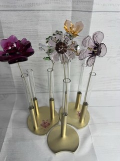 Swarovski Garden Tales 5 Flower Lot With 3 Vases Lot Of Garden Tales Crystals