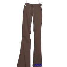 Cache Dark Brown Lot 2 Leather Bead Belt Pant New Flair Cotton Blend NWT 118