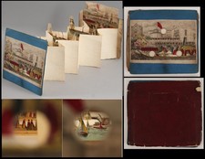 RARE Antique London Wharf Thames River Tunnel Ships 3D Lithograph Optical Book