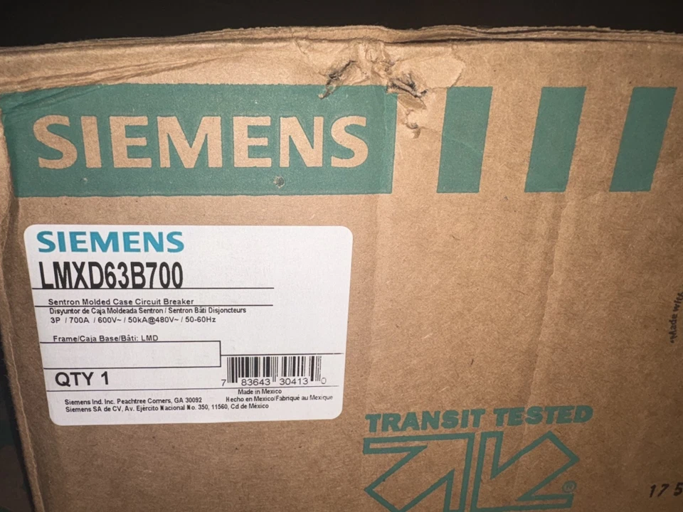 New In Box Siemens LMXD63B700 3P 700amp 600V Circuit Breaker - Image 2 of 2
