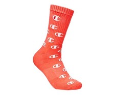 Champion All Over C Logo Crew Unisex socks Size 6-12, Color: Groovy Papaya
